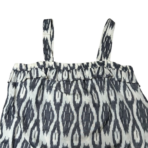 2/$30 J.Crew Ikat Print Cotton Ruffle Flounce Sleeveless Tank Top Size 8 - Picture 7 of 12